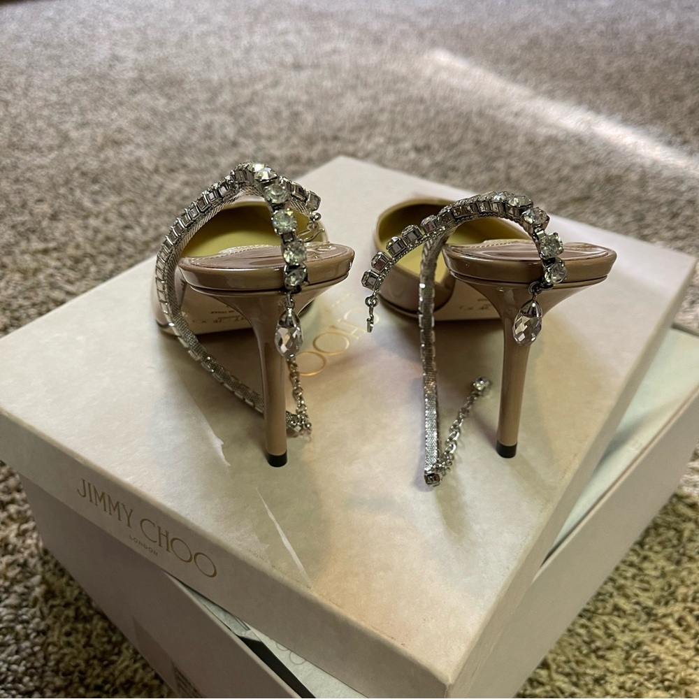 Jimmy Choo heels Saeda 85 patent leather slingback pumps Ballet Pink size 39 - Picture 6 of 9
